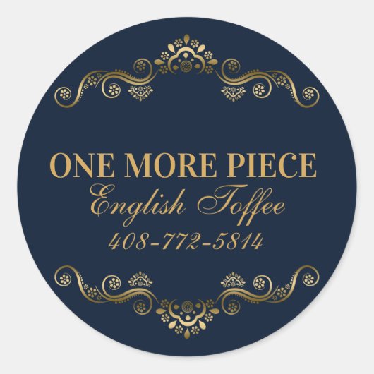 青エレガント色と金ゴールド枠 ラウンドシール (正面)