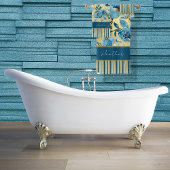 青エレガント色と金ゴールド水色フローラストライプの バスタオルセット