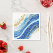 青エレガント色と金ゴールド水色 スタンダードカクテルナプキン (インサイチュ)