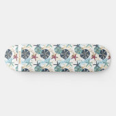 青エレガント色と金ゴールド海宝物模様 スケートボード (横)