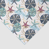 青エレガント色と金ゴールド海宝物模様 薄葉紙 (詳細)