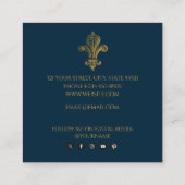 青エレガント色と金ゴールド素朴ヴィンテージ動揺して スクエア名刺 (裏面)