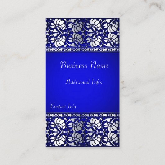 青エレガント色と銀の縦 名刺 (正面)