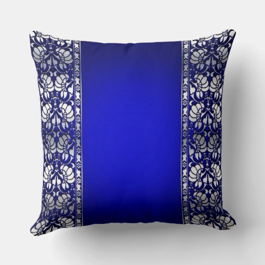 青エレガント色と銀 クッション (裏面)