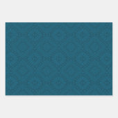 青エレガント色と黄色の民族幾何学模様 ラッピングペーパーシート (正面2)