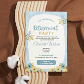 青エレガント色と黄色の水色のフローラ退職 シーズンカード