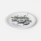 青エレガント色のクリスマス白馬馬馬馬競馬場 ペーパープレート (アングル)