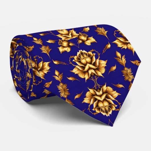 青エレガント色のゴールデン王室のバラ ネクタイ (ロール)
