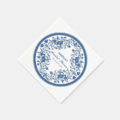 青エレガント色のシノイビクトリアンセ中国のリーフローラ スタンダードカクテルナプキン (角)