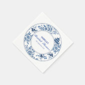 青エレガント色のシノイビクトリアンセ中国のリーフローラ スタンダードカクテルナプキン (角)