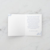 青エレガント色のチノイスリーの鳥とクレスト結婚のThan サンキューカード (内部)