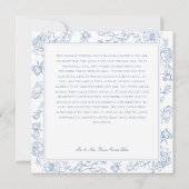 青エレガント色のチノイスリーバード&クレスト結婚ズ サンキューカード (裏面)