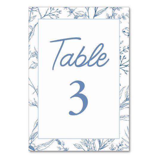 青エレガント色のトイルフランスのフローラ表の番号 テーブルナンバー (正面)