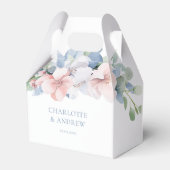 青エレガント色のピンクの結婚花 フェイバーボックス (正面サイド)