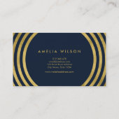 青エレガント色のフェイク金ゴールド丸み線の幾何学的イベント 名刺 (裏面)