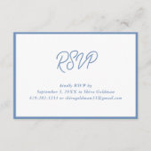 青エレガント色のフランスのフローラバルミツワーRSVPカード エンクロージャーカード (正面)