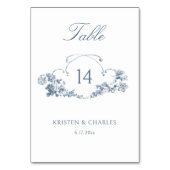 青エレガント色のフランスのフローラcrestテーブル番号 テーブルナンバー (裏面)