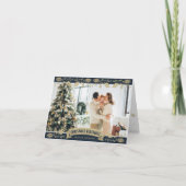 青エレガント色の宗教写真クリスマス恵み シーズンカード (正面)