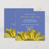 青エレガント色の明るいヒマワリ、結婚式の招待 招待状 (正面/裏面)