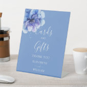 青エレガント色の植物性フローラカードとギフト 台座サイン (インサイチュ)