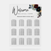 青エレガント色の海軍ブルゴーニュ結婚ーの花 アクリルサイン (正面)