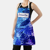青エレガント色の熱帯離れ花名前をカスタムする エプロン (インサイチュ)