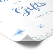 青エレガント色の白い陶器のカードとギフト ポスター (角)