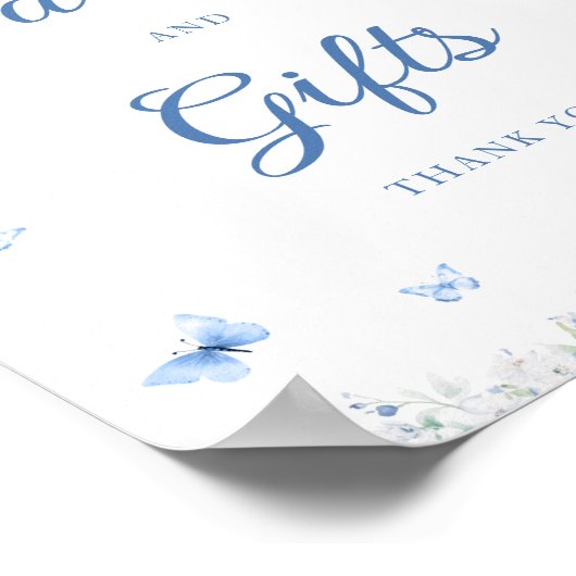 青エレガント色の白い陶器のカードとギフト ポスター (角)