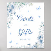 青エレガント色の白い陶器のカードとギフト ポスター (正面)