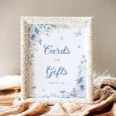 青エレガント色の白い陶器のカードとギフト ポスター