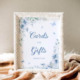 青エレガント色の白い陶器のカードとギフト ポスター