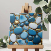 青エレガント色の白と金ゴールドアクセントの小石 タイル