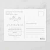 青エレガント色の結婚サンキューカード写真はがき ポストカード (裏面)