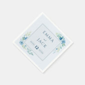 青エレガント色の緑の名と日結婚付 スタンダードカクテルナプキン (角)