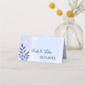 青エレガント色の美パーソナライズされた結婚学表 プレイスカード (裏面)