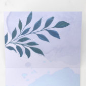 青エレガント色の美パーソナライズされた結婚学 三つ折り招待状 (内部最初)