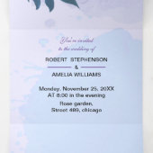 青エレガント色の美パーソナライズされた結婚学 三つ折り招待状 (内部中)