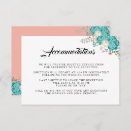 青エレガント色の花結婚の宿泊施設 エンクロージャーカード