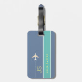青エレガント色の荷物ラベル ラゲッジタグ (裏面縦)