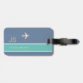 青エレガント色の荷物ラベル ラゲッジタグ (裏面横)