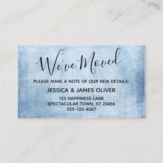 青エレガント色の「グランジ引っ越しました」エンクロージャカード エンクロージャーカード (正面)