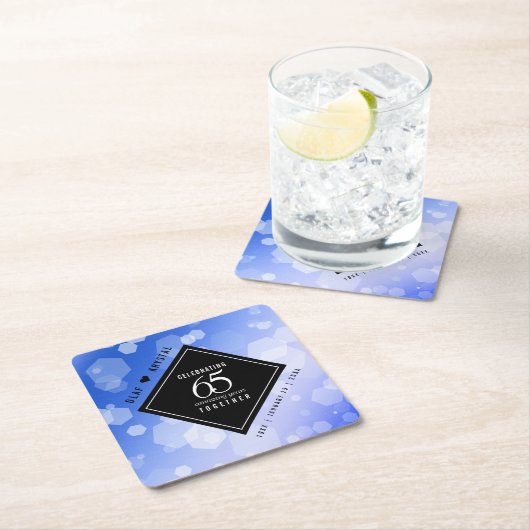 青エレガント色サファイア結婚65周年 スクエアペーパーコースター (インサイチュ)