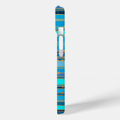 青エレガント色ストライプモノグラム Case-Mate iPhoneケース (裏面 / 左)