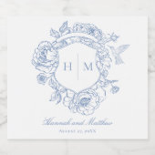 青エレガント色チノワセリーのバードク結婚スト スパークリングワインラベル (シングルラベル)