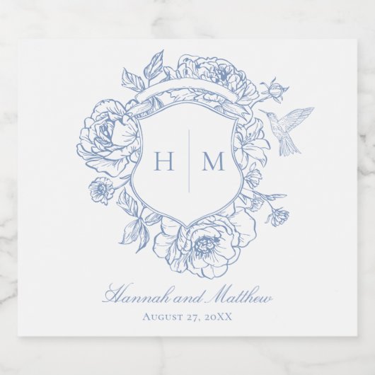 青エレガント色チノワセリーのバードク結婚スト スパークリングワインラベル (シングルラベル)