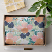 青エレガント色ピンクのオレンジ色の花水色フローラ 薄葉紙 (ギフト)