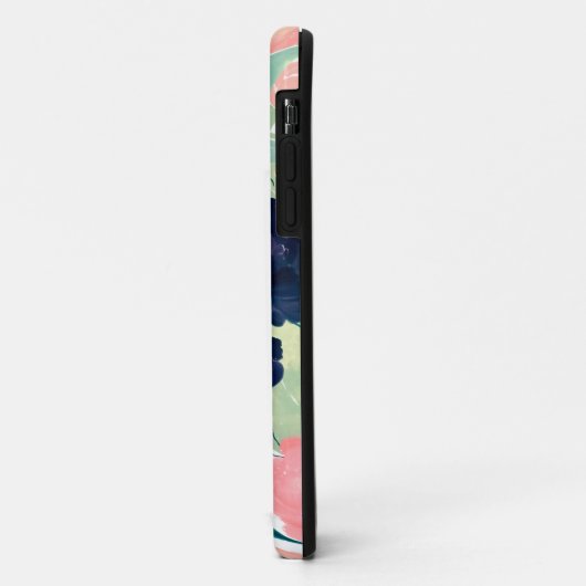 青エレガント色ピンクのオレンジ色の花水色フローラ Case-Mate iPhoneケース (裏面/左)