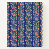 青エレガント色フローラヴィンテージストライプの ノートブック (裏面)