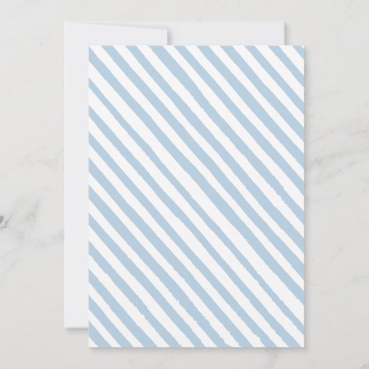 青エレガント色フローラ男の赤ちゃんシャワー 招待状 (裏面)