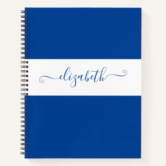 青エレガント色ブロック名モノグラム ノートブック (正面)